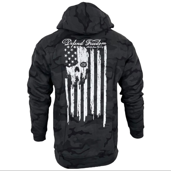 Howitzer Style Men's Hoodie DEFEND FREEDOM CAMO Heavyweight Military Grunt - Picture 5 of 14